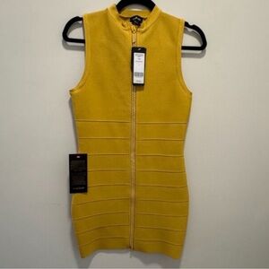 BEBE Crystal Zipper Detail Bandage Dress